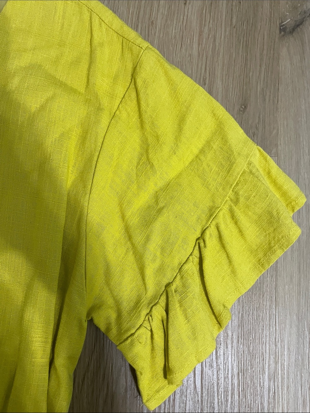 Love Riche Yellow Ruffled Linen Blend Mini Dress - Picture 2 of 5